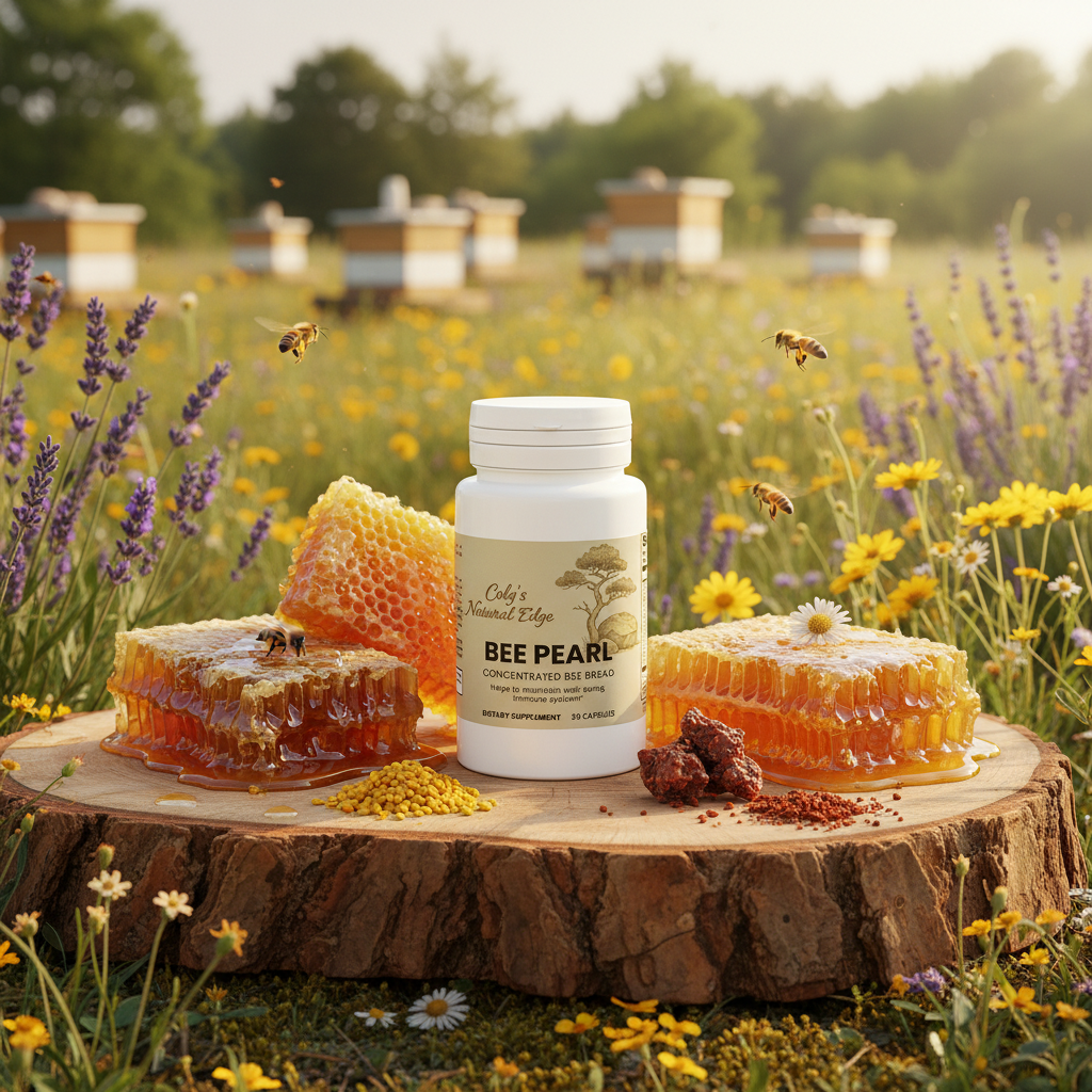 Bee Pearl natural realistic setting with bee emphasis