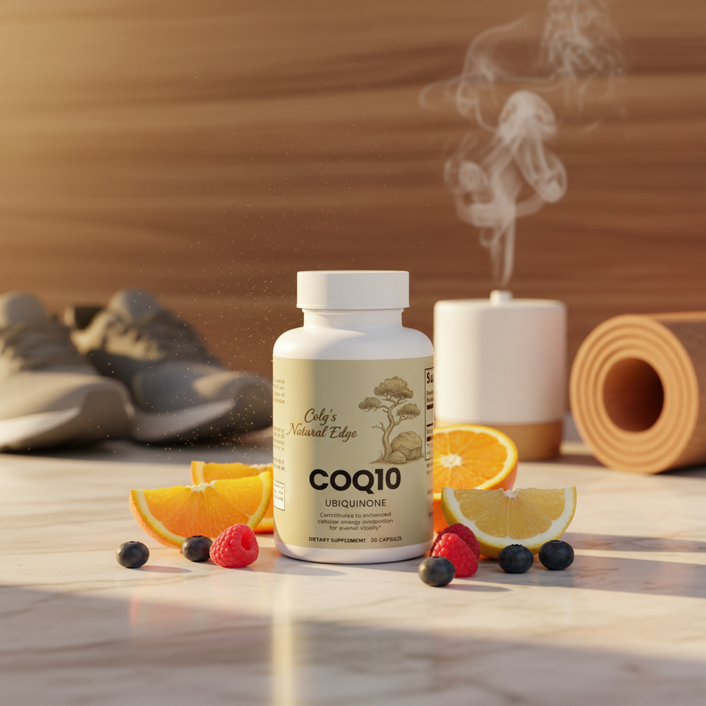 CoQ10 Ubiquinone natural square background