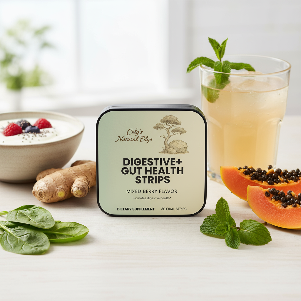 Digestive + Gut Health Strips natural square background
