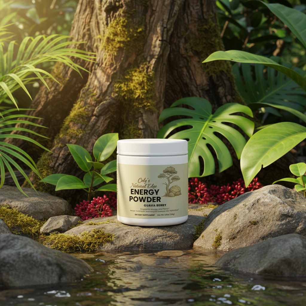 Energy Powder (Guava Berry) with Natural Background