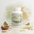 Ginkgo Biloba + Ginseng natural background