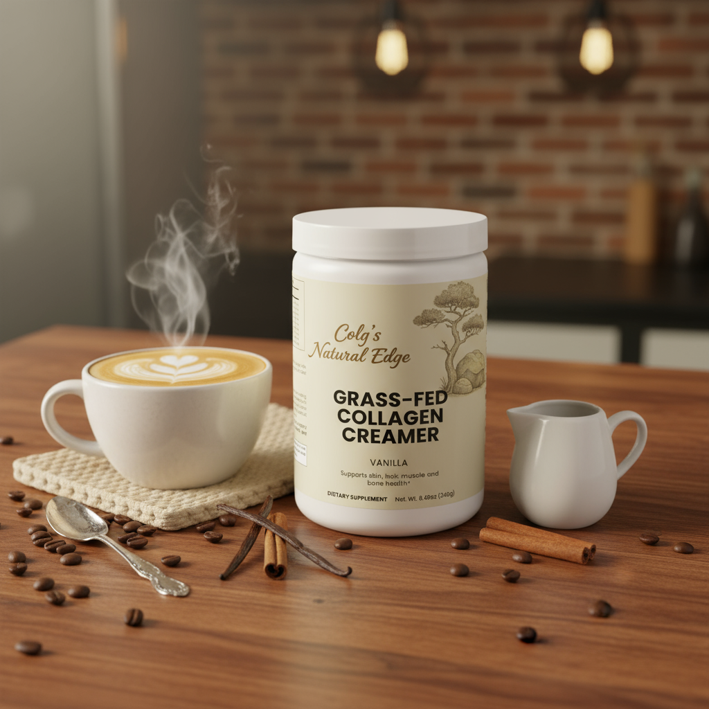 Grass-Fed Collagen Creamer Vanilla background