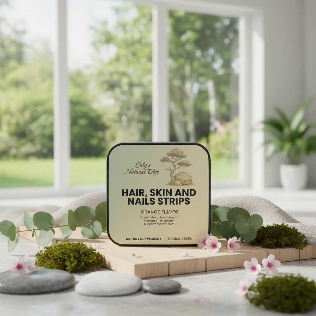 Hair, Skin and Nails Strips with Natural Clinical Spa and Nature Background