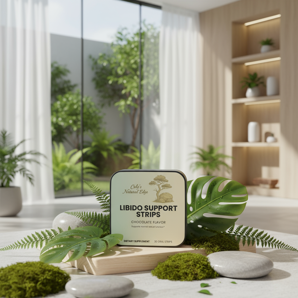 Libido Support Strips with Natural Clinical Spa and Nature Background