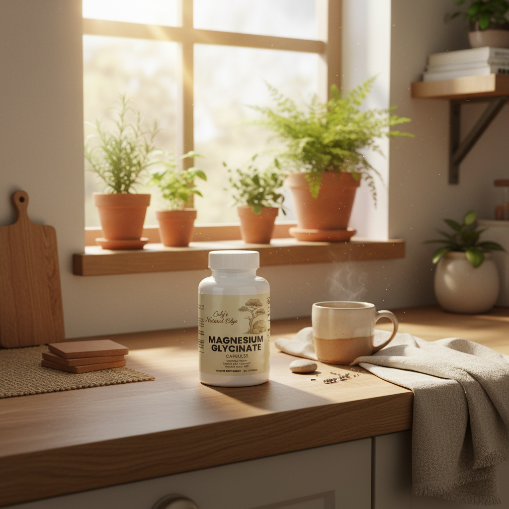 Magnesium Glycinate with Warm Natural Home Background
