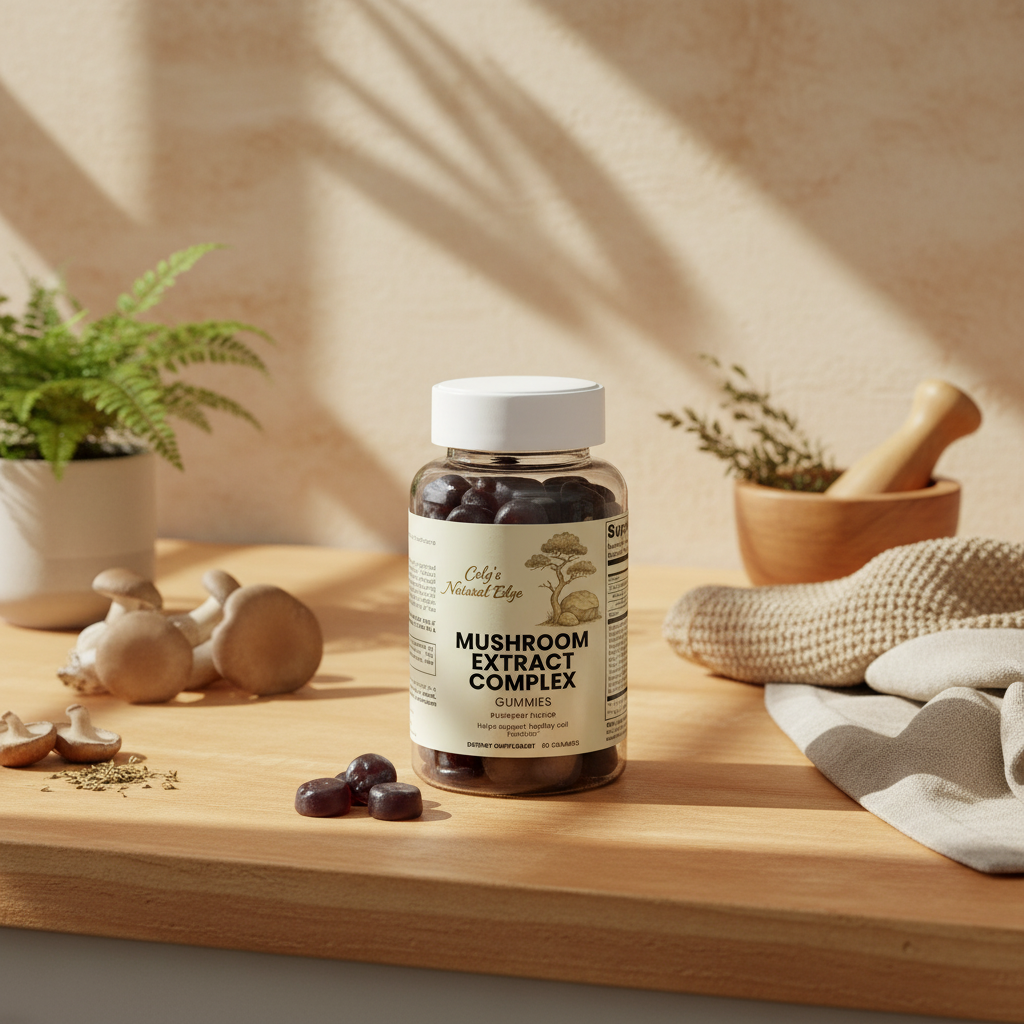 Mushroom Extract Complex with Warm Natural Home Background