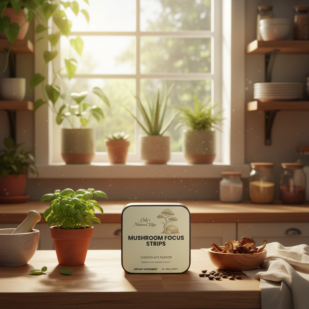 Mushroom Focus Strips with Warm Natural Home Background