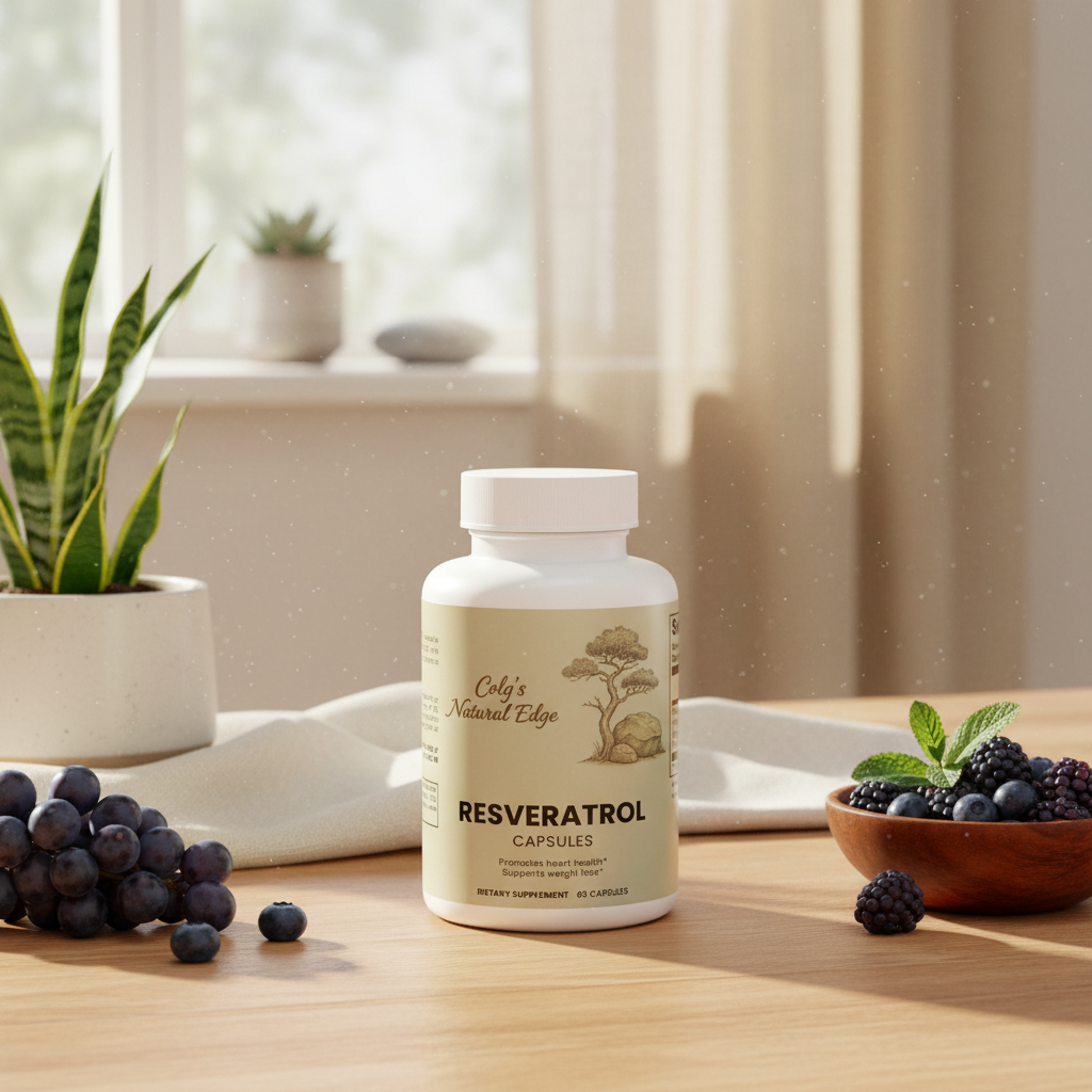 Resveratrol 50% 600mg with Warm Natural Home Background